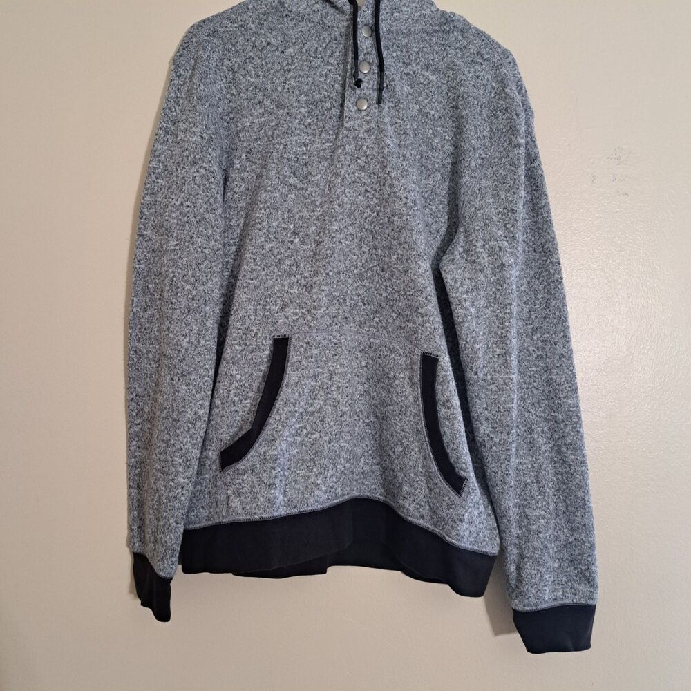 Urban Pipeline Heather Gray/Dark Gray 1/4 Snap Hooded Sweat Shirt Men Size L